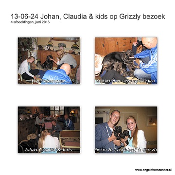 Knuffelbezoek van Johan. Claudia en hun kinderen Arjan en Laura